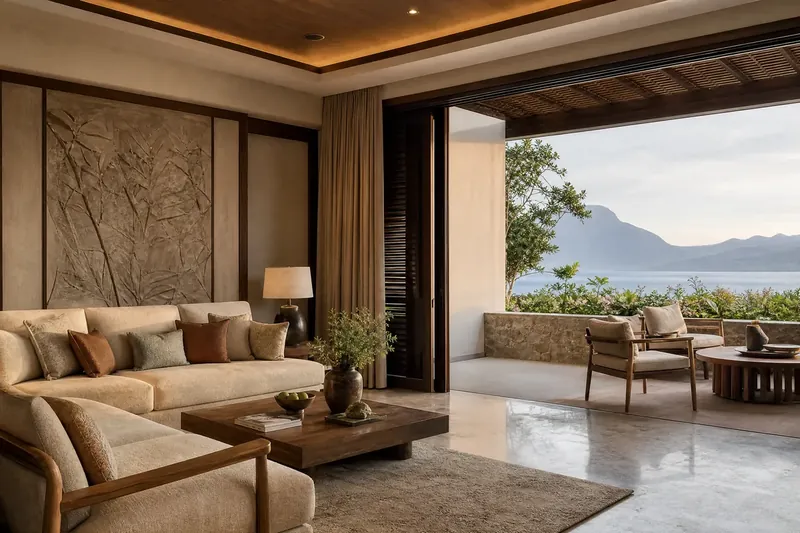 صالة استقبال وطعام فندقية بثريات وسلم حلزوني - Hotel reception and dining hall with chandeliers and spiral staircase
